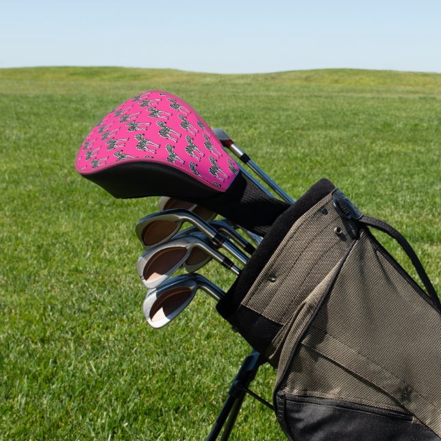 Zebra auf Hot Pink Golf Head Cover Golf Headcover (In SItu)