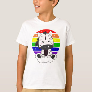Zebra auf Regenbogenwolke magische Tiere T-Shirt