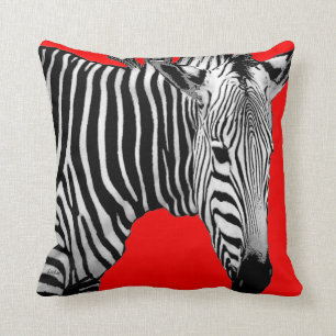 Zebra auf Rot - fertigen Sie Farbe besonders an Kissen