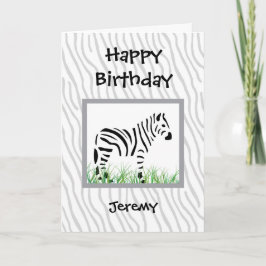 Zebra auf weißem Hintergrund Karte