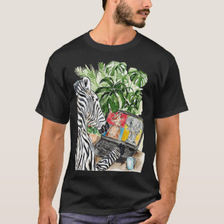 Zebra auf Zoom-Anruf Aquarell T-Shirt