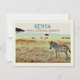 Zebra aus Kenia, Mwea National Reserve Postkarte
