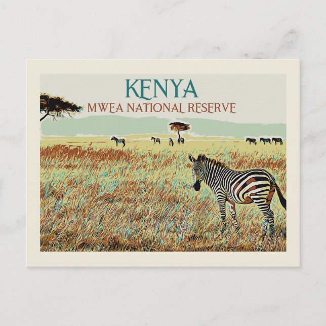 Zebra aus Kenia, Mwea National Reserve Postkarte (Vorderseite)