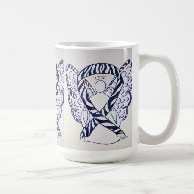 Zebra Awareness Ribbon Angel Art Tasse (Rechts)