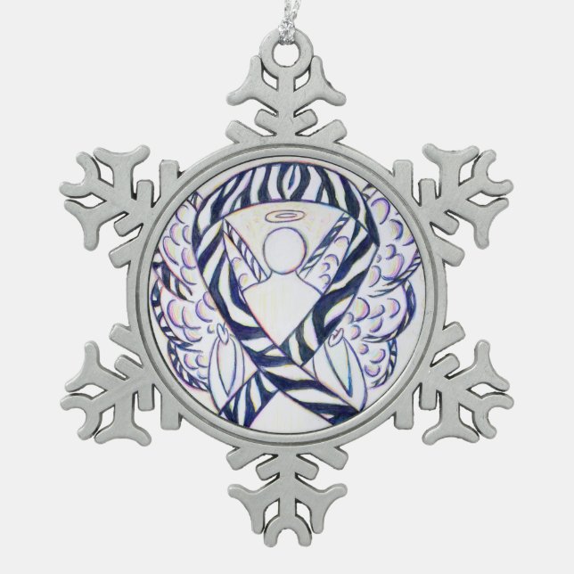 Zebra Awareness Ribbon Angel Ornament (Vorderseite)