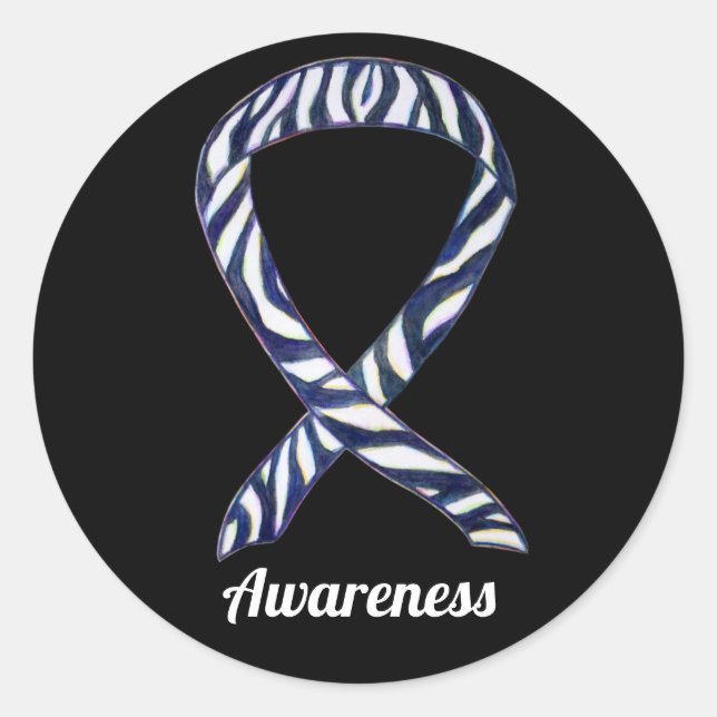 Zebra Awareness Ribbon Art Custom Sticker Decks (Vorderseite)