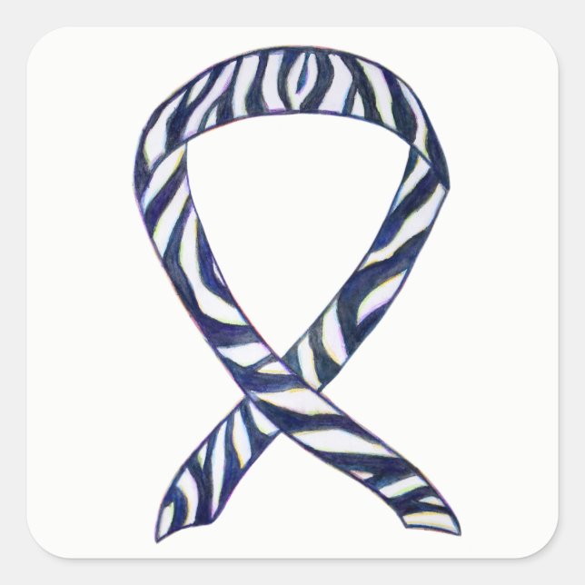 Zebra Awareness Ribbon Custom Art Decor Sticker (Vorderseite)