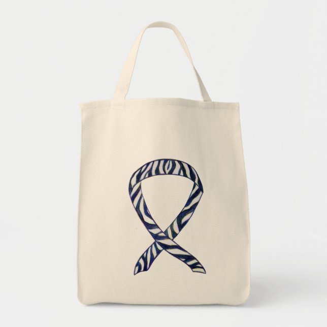 Zebra Awareness Ribbon Custom Art Toag Tragetasche (Vorne)