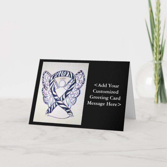 Zebra Awareness Ribbon Engel Cards Karte (Vorderseite)