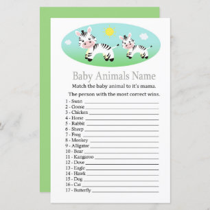 Zebra Baby Animals Name Game