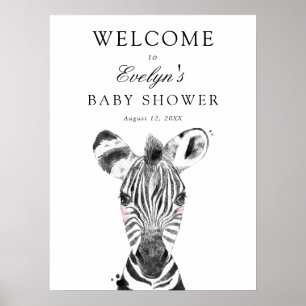 Zebra Baby Dusche Begrüßungszeichen Poster