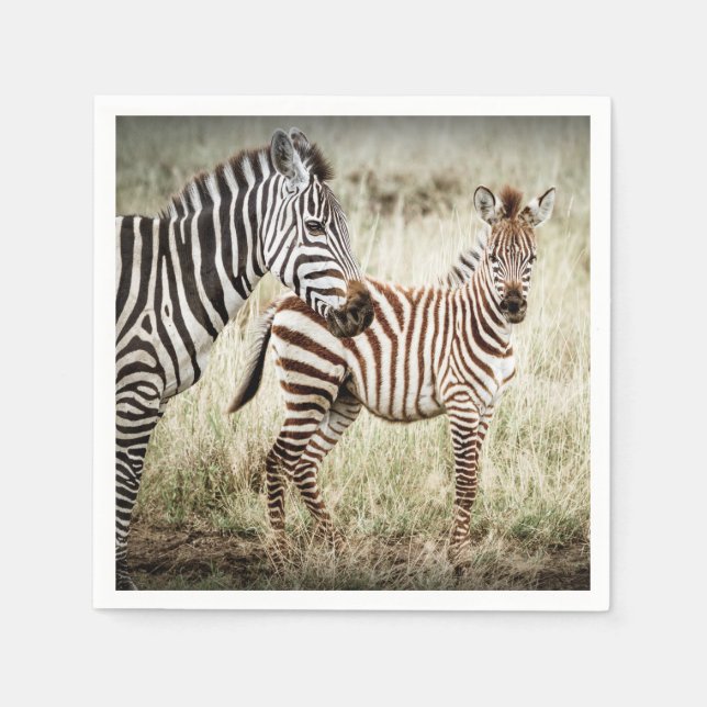 Zebra & Baby Napkins Serviette (Vorderseite)