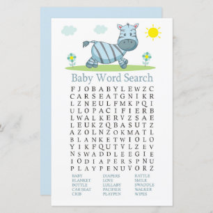 Zebra Baby Shooter Word Search Game