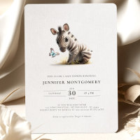 Zebra Baby Shower Blue Boy Einladung