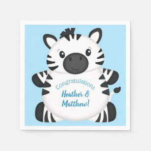 Zebra Baby Shower Blue Serviette