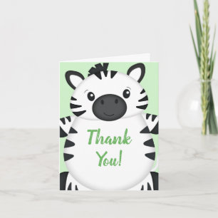 Zebra Baby Shower Green Dankeskarte