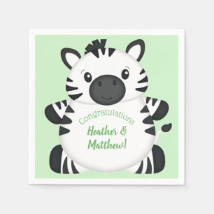 Zebra Baby Shower Green Serviette