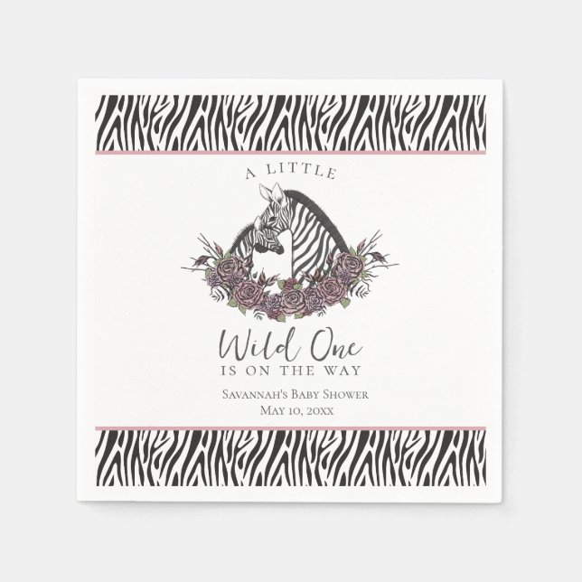 Zebra Baby Shower Kleiner Wilder Party Serviette (Vorderseite)