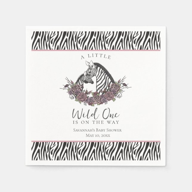Zebra Baby Shower Little Wild One Party Serviette (Vorderseite)