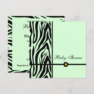 Zebra-Babydusche aus Schwarz und Grün Einladung