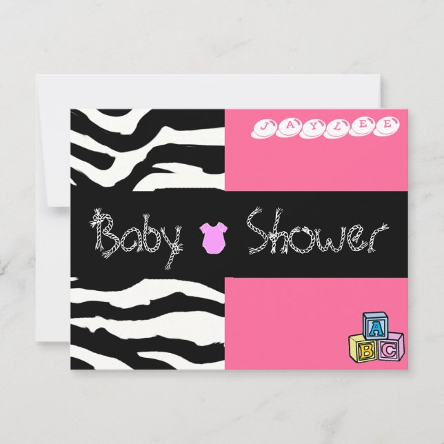 Zebra Babydusche Einladung (Vorderseite)
