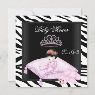 Zebra-Babyparty Mädchen Rosa Schwarz Weiß Prinzess Einladung