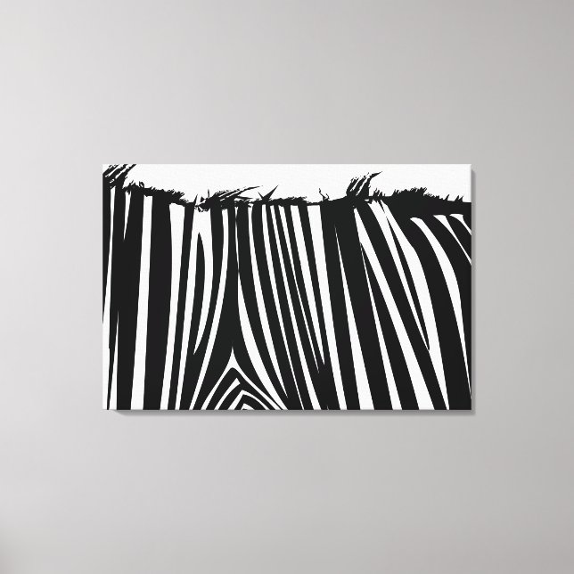 Zebra Back Black & White Wrapped Canvas Print Leinwanddruck (Vorderseite)