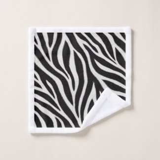 Zebra-Badematte | Schwarz-weißer Tierdruck Badhandtuch Set