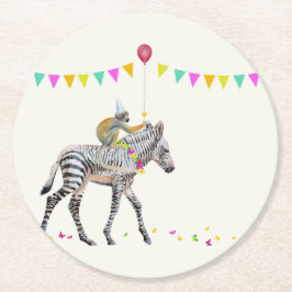 Zebra Balloon Party Coasters Runder Pappuntersetzer
