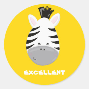 Zebra benutzerdefinierter Text Schullehrer Dschung Runder Aufkleber