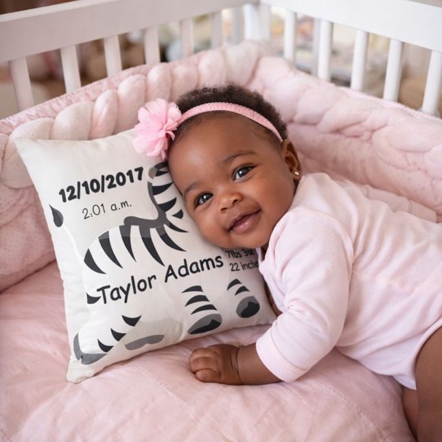 Zebra Birth Stats Baby Kinderzimmer Kissen (Von Creator hochgeladen)