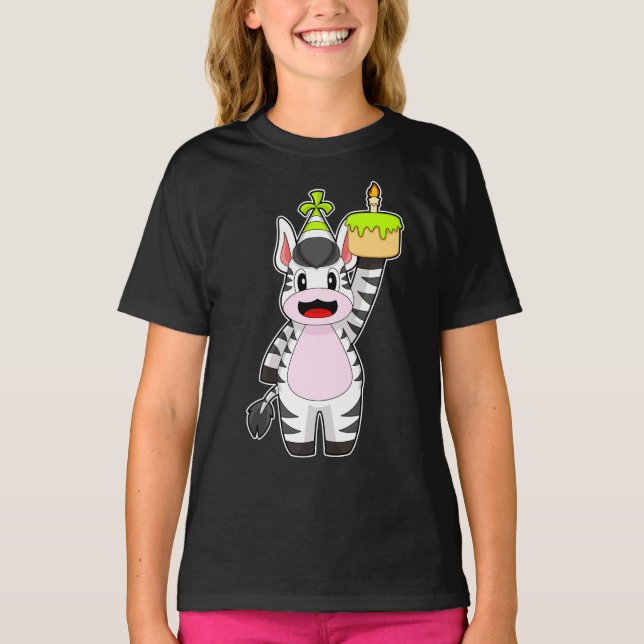 Zebra Birthday Cake Candle T-Shirt (Vorderseite)