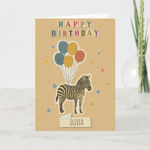 Zebra Birthday Card - Personalisierter Name Karte