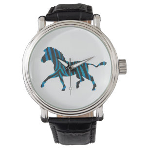 Zebra Black and Blue Silhouette Armbanduhr