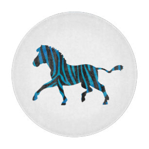 Zebra Black and Blue Silhouette Schneidebrett