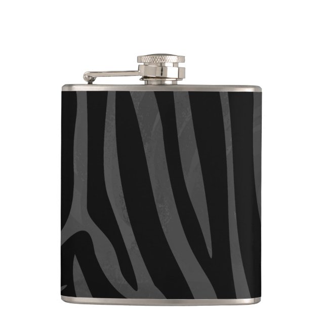 Zebra Black and Gray Print Flachmann (Vorderseite)