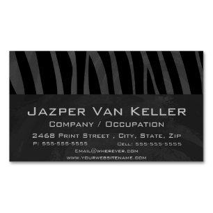 Zebra Black and Gray Print Magnetische Visitenkarte