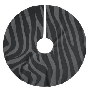 Zebra Black and Gray Print Polyester Weihnachtsbaumdecke