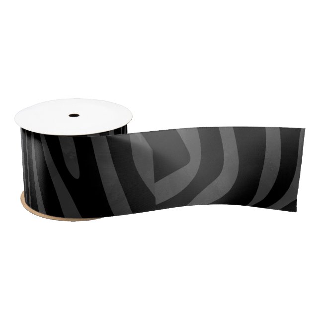 Zebra Black and Gray Print Satinband (Spule)