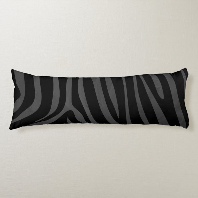 Zebra Black and Gray Print Seitenschläferkissen (Vorderseite)