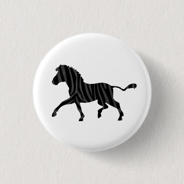 Zebra Black and Gray Print Silhouette Button (Vorderseite)