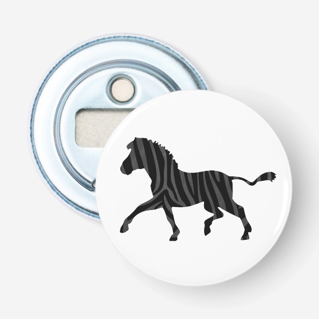 Zebra Black and Gray Print Silhouette Flaschenöffner (Vorderseite)