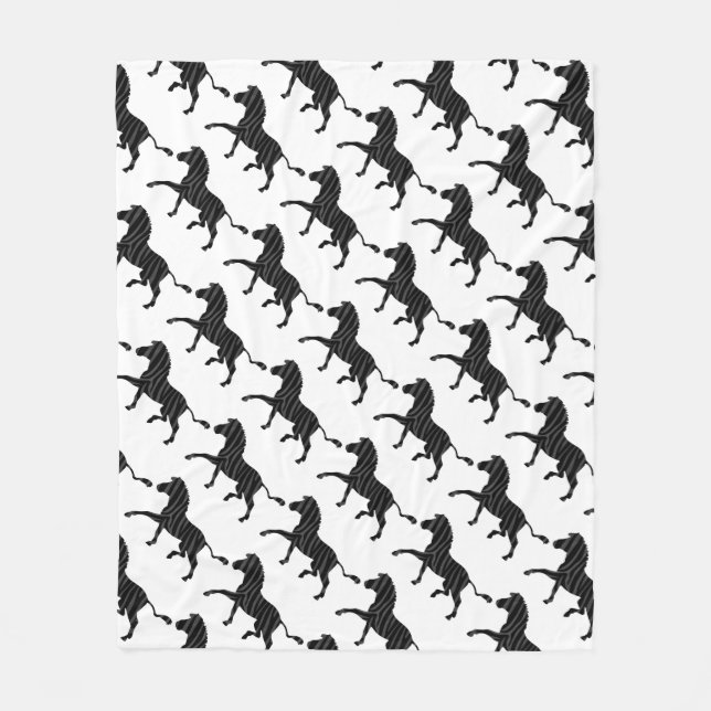 Zebra Black and Gray Print Silhouette Fleecedecke (Vorderseite)