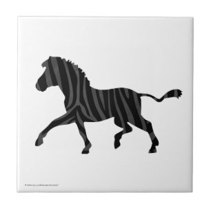Zebra Black and Gray Print Silhouette Fliese
