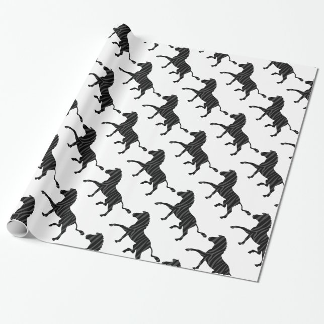 Zebra Black and Gray Print Silhouette Geschenkpapier (Ungerollt)