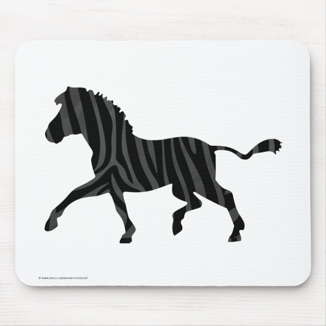 Zebra Black and Gray Print Silhouette Mousepad (Vorne)