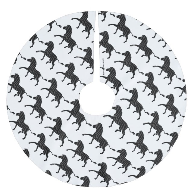 Zebra Black and Gray Print Silhouette Polyester Weihnachtsbaumdecke (Vorderseite)
