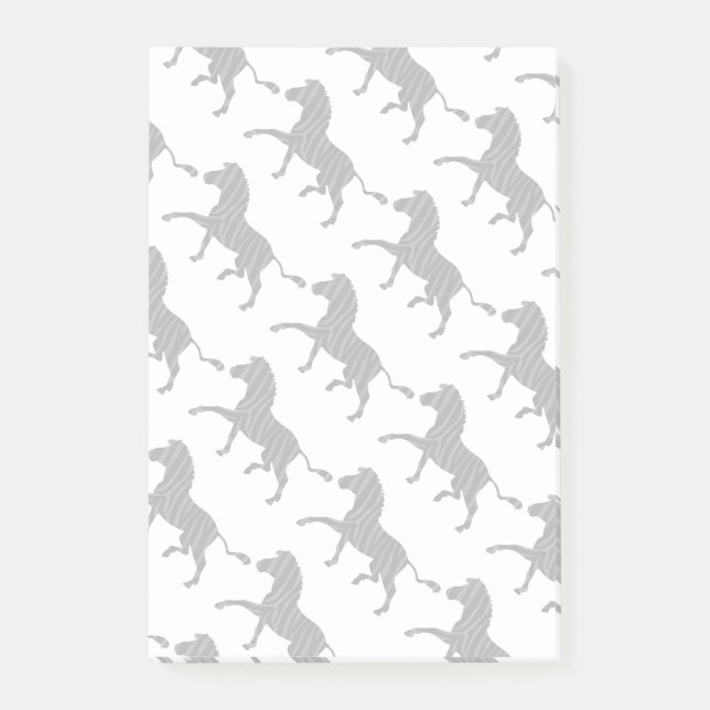 Zebra Black and Gray Print Silhouette Post-it Klebezettel (Vorderseite)