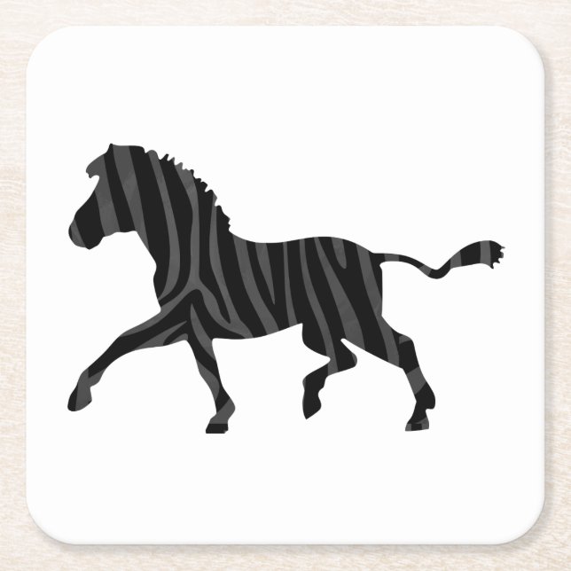 Zebra Black and Gray Print Silhouette Rechteckiger Pappuntersetzer (Vorderseite)
