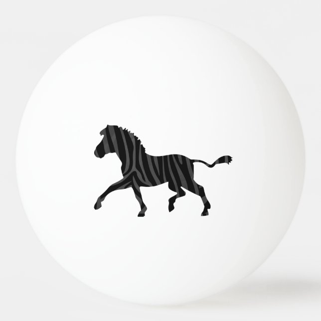 Zebra Black and Gray Print Silhouette Tischtennisball (Rückseite)